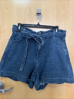 J. Crew Dark Blue High-Rise Tie-Waist Denim Shorts
